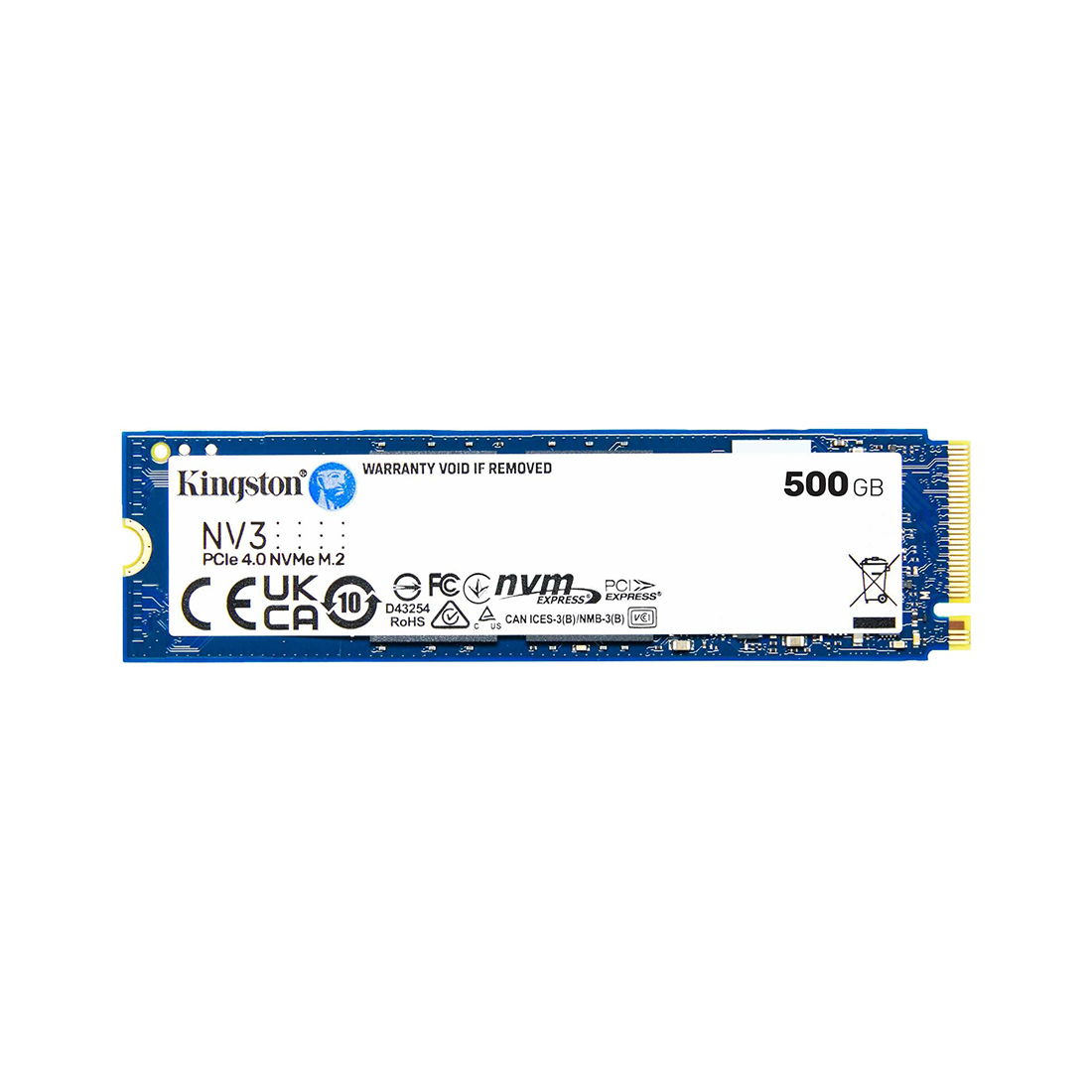 60 M2 500GB SSD Kingston NV3 SNV3S/500G M.2 2280 PCIe4.0x4 R5000MB/s W3000MB/s — изображение 1