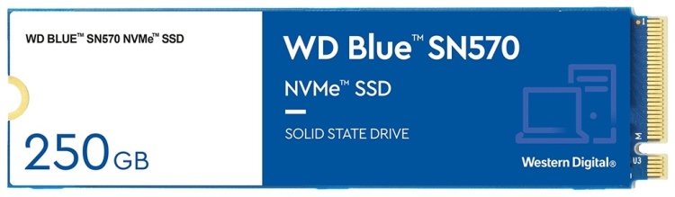 70 M2 250GB SSD WD Серия BLUE 3D NAND M.2 2280 SATA3 R550Mb/s W525MB/s WDS250G2B0B. Высокоскоростная серия дисков с высоким уровнем выносливости. Работа на отказ до 1,75 млн. часов! Рекомендован для использования в качестве основного диска с операционной системой! — изображение 1