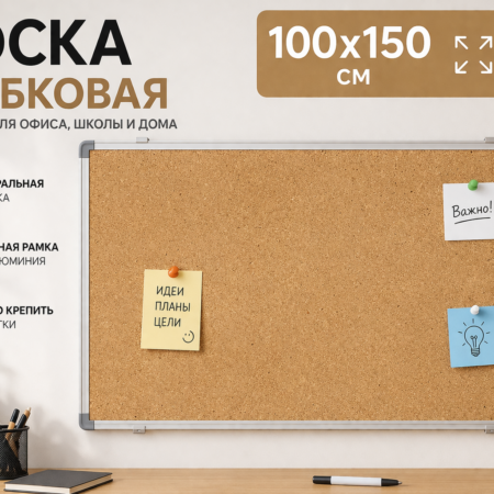 Доска пробковая 100x150