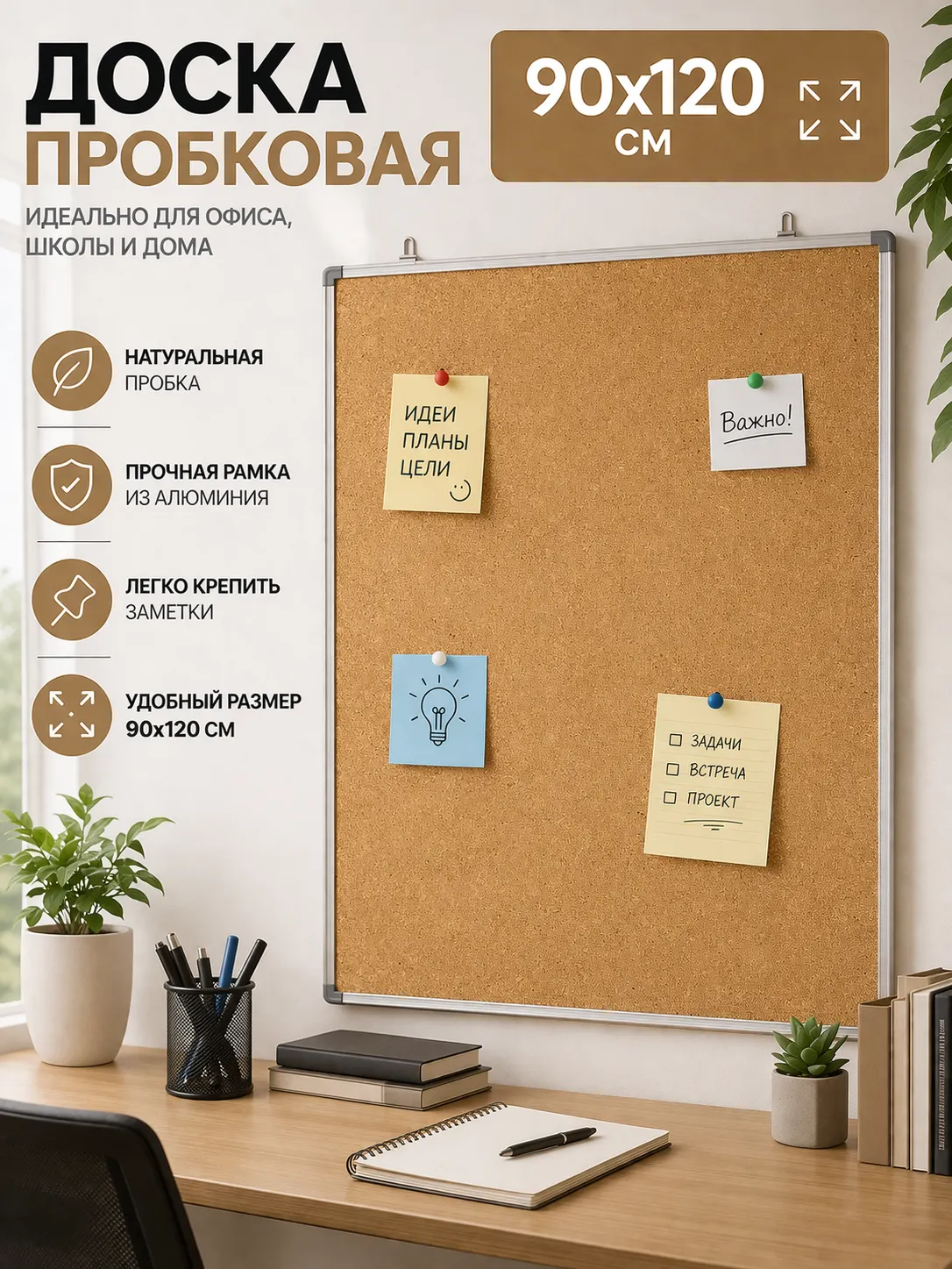 doska probkovaya 90x120 Доска пробковая 90х120
