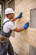 Монтаж травертина - гранит