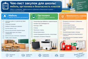 Чек-лист закупок для школы: мебель, оргтехника и безопасность классов